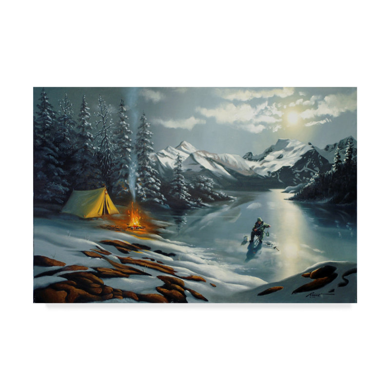 Trademark Art D. Rusty Rust Ice Fishing Wrapped Canvas Graphic Art